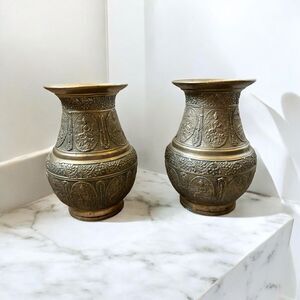 Antique Nepalese Brass Ceremonial Holy Water Vases